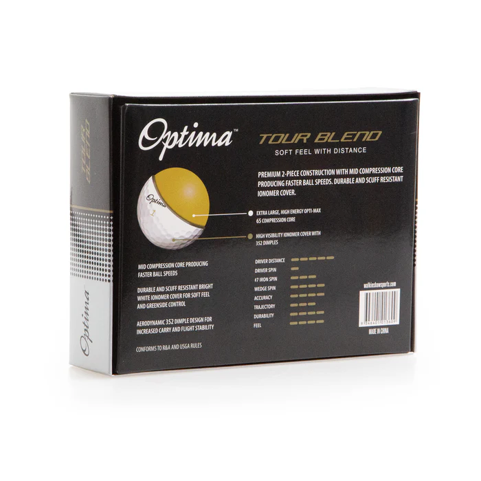 Optima Tour Blend Golf Balls 12pk - White - Image 2