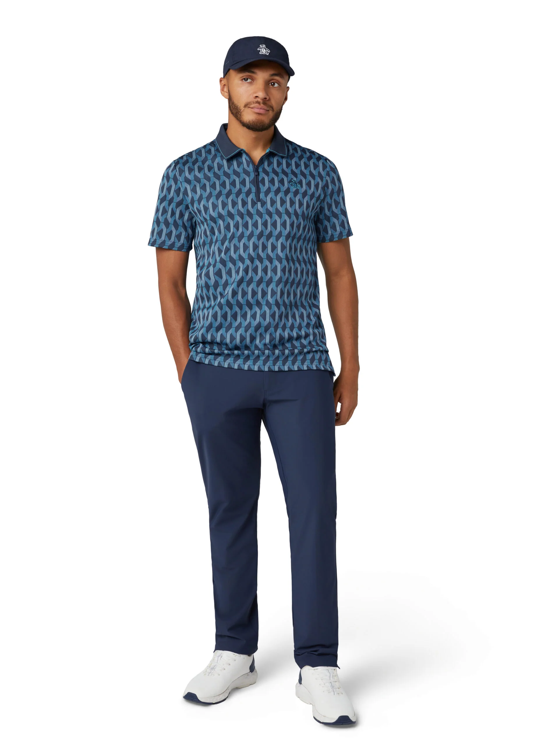 Original Penguin All Over YD Jacquard Colour Block Polo - Image 2