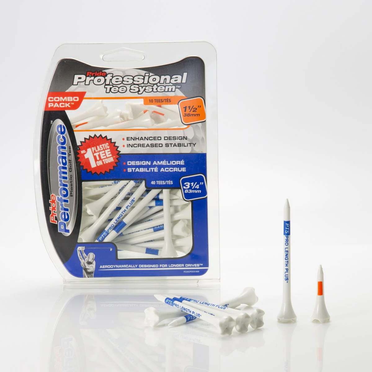 Pride Professional Tee System Performance 3 1/4" Plastic Combo Tees - 50pk