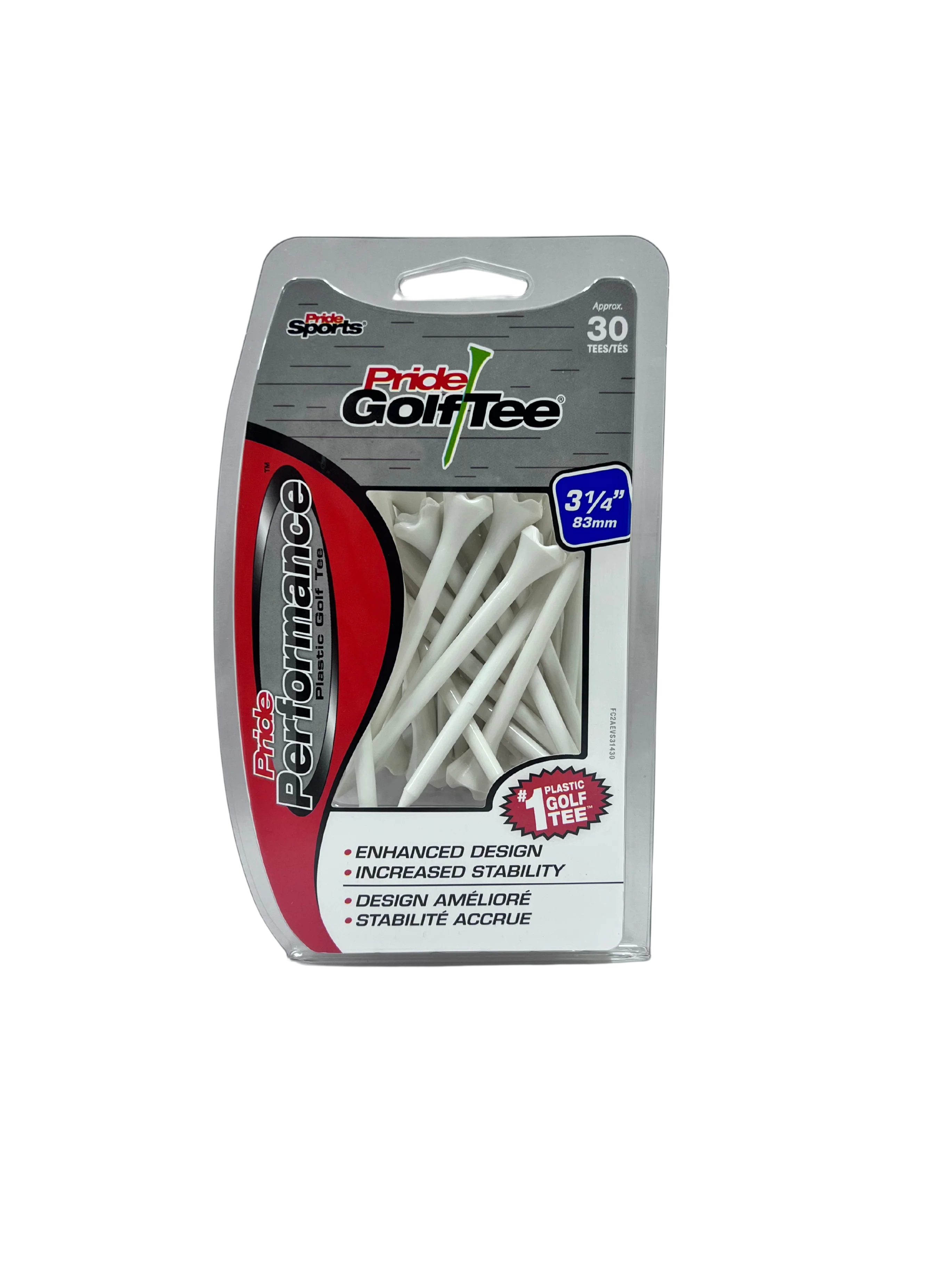 Pride Professional Tee System 3 1/4" Plastic Tees White - 30pk