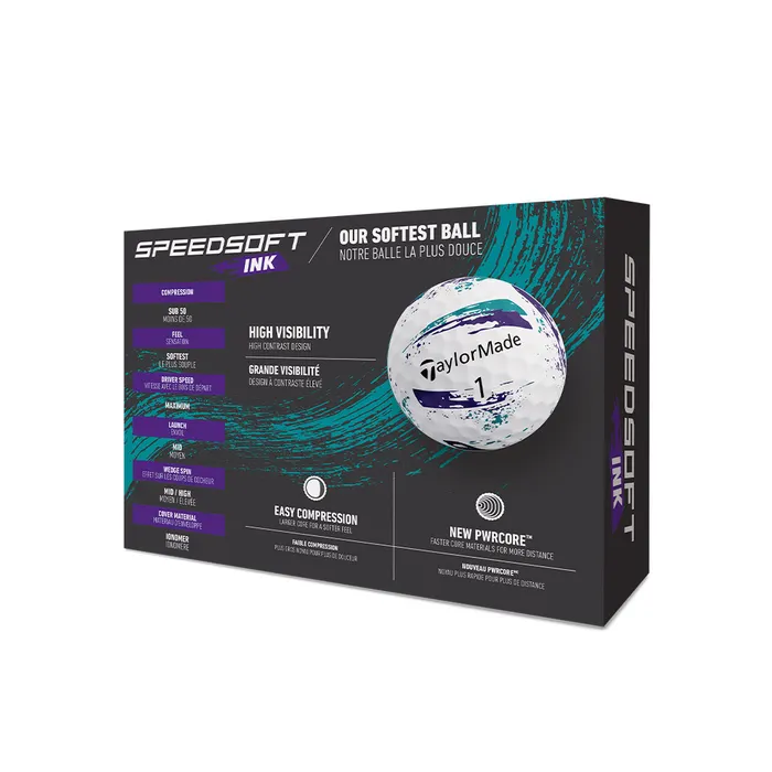 TaylorMade 2026 Speedsoft Ink Golf Balls 12pk - Purple/Teal - Image 3